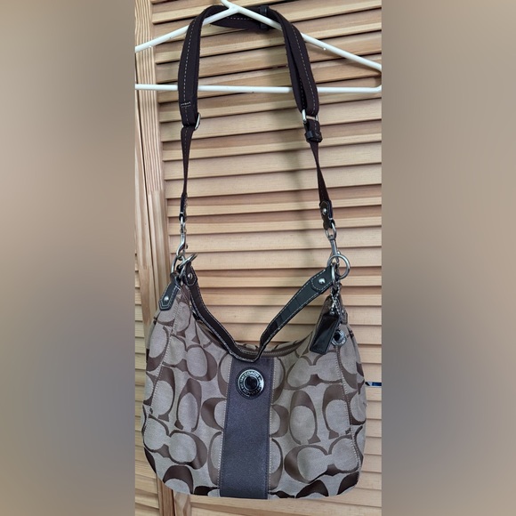 Coach Signature Brown and Tan Shoulder Bag - Picture 1 of 6